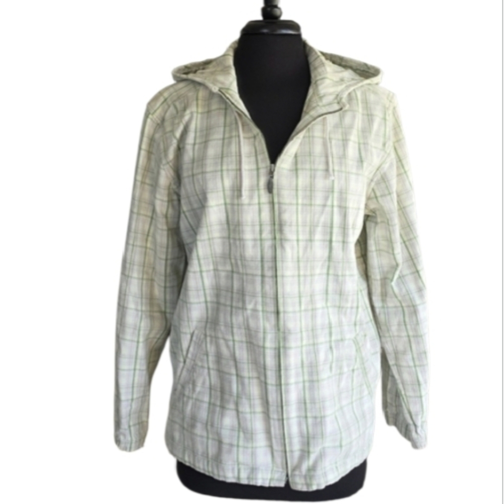 Cabincore Vintage Y2K Plaid Hoodie Jacket M Green Flannel Christopher & Banks